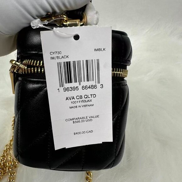 Coach Ava Crossbody Bag With Quilting In Gold/Black Leather CY730 - Picture 7 of 11